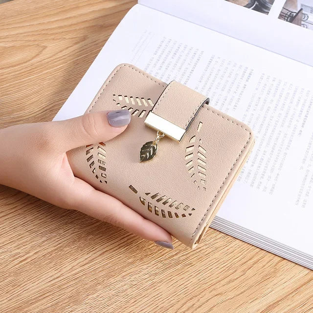 Ladies Fashion Wallet PU Leather Phone Purse Female Hollow Leaves Pouch Clutch Handbag For Women Coin Card Holders Long Wallets