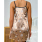 Women's Sleepdress Satin Floral Print Nightdress Comfortable Spaghetti Strap Sleepwear Dress Luxurious Satin Slip Nightdress