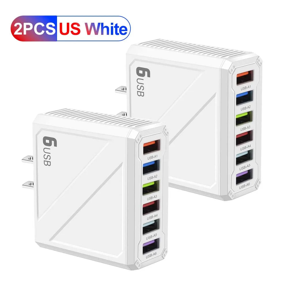 3.1A 6Ports USB Charger Fast Charging Wall Charger Quick Charge For iPhone Samsung Xiaomi Huawei Mobile Phone Adapter