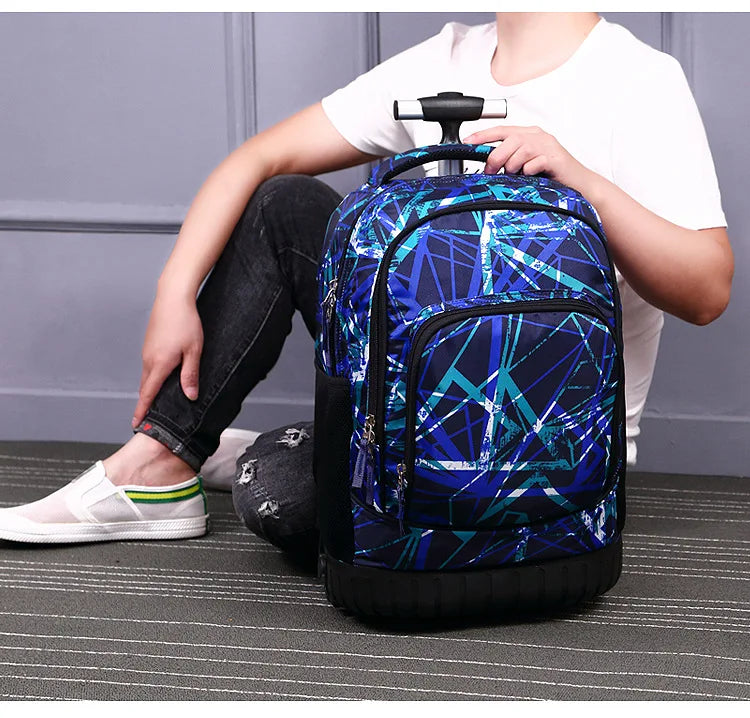 Men Trolley Backpack Rolling Luggage Suitcase Large Capacity Children Boys Backpacks with Wheels Girls Waterproof School Bag