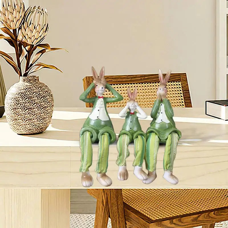 lustige Osterhasen-Puppen, Verzierung, Kunstharz, Sammlerpuppen, 3 Kaninchen-Figur