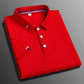 Business-Poloshirt für Herren, bequemes und atmungsaktives einfarbiges Revers-Poloshirt aus Eisseide, kurzärmeliges Golfshirt