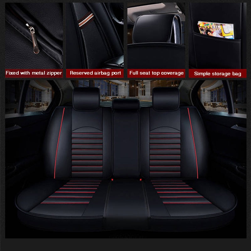 Luxus-Qualitäts-Leder-Autositzbezug, bequemer Vier-Jahreszeiten-Universal-Vorder-/Hinten-/Komplettbezug-Kissen-Autositzschutz