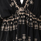 Tribal-Print-Sommerkleid mit V-Ausschnitt, Laternenärmel, Swing-Partykleid, hohe Taille