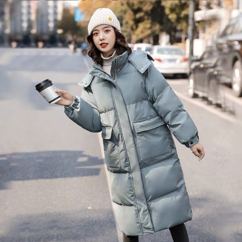 Daunengepolsterte Jacke für Damen im Winter 2023 im neuen Stil, koreanischer, lockerer mit Baumwolle gefütterter Mantel