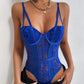 Damen Sexy Spitzenkorsett, Hot bestickter Body Dessous