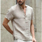 Einfarbig Herren Casual Baumwolle Leinen Shirts-Stehkragen, Frühling - Herbst Shirts mit langen Ärmel