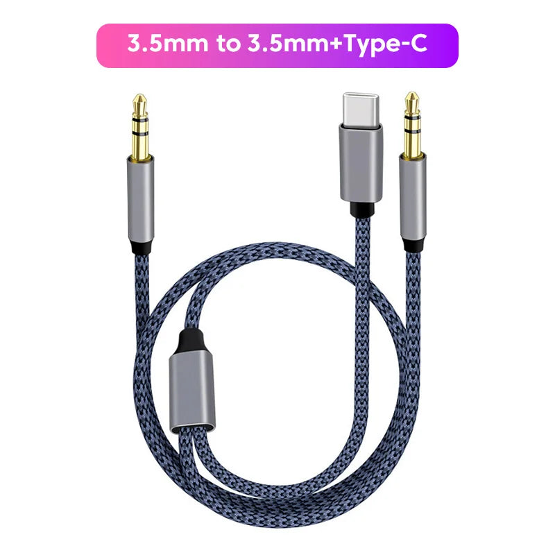 2 in 1 Aux Audio Cable Type C/Lightning To 3.5mm Male Cable For Car Headphone phone USB C IOS to 3.5mm Aux Converter Jack Cable