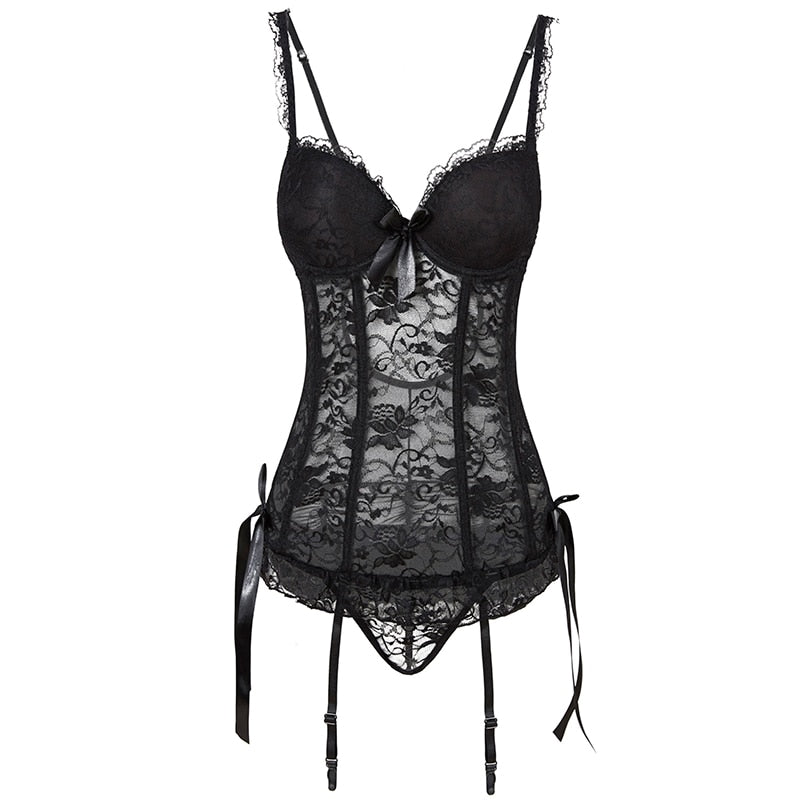 Neue Damen Sexy Hohl Korsett, Lace Up Body Bustier Unterwäsche, Atmungsaktive Korsetts Damen Dessous