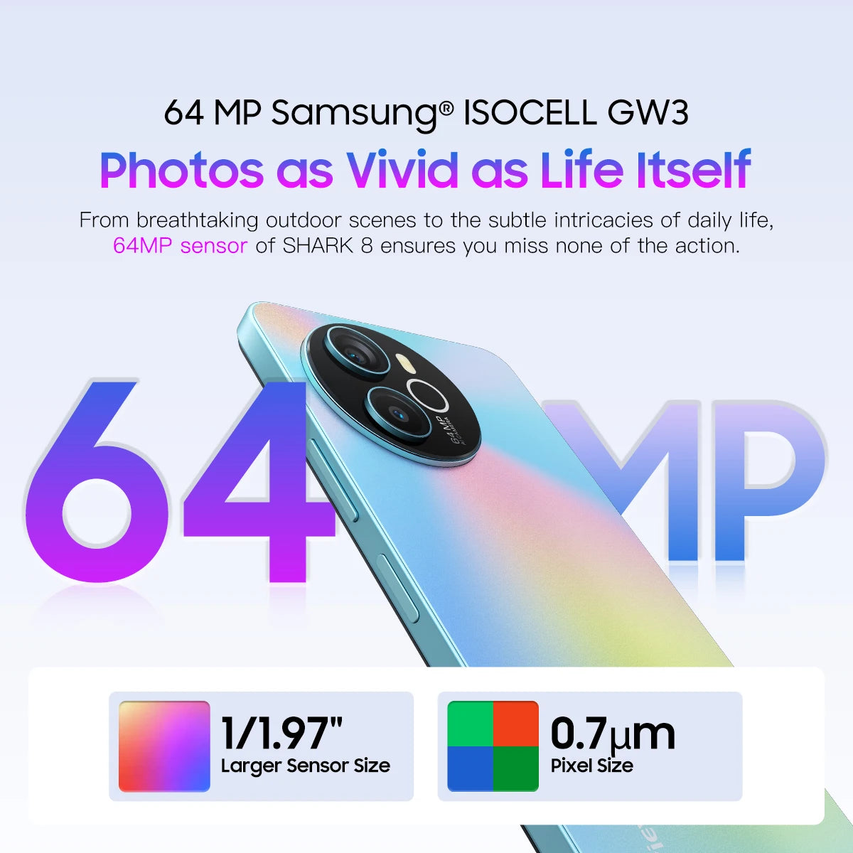 Blackview SHARK 8 Smartphone Android13 G99 Mobile Phone 6.78'' 120Hz 2.4K Display 8GB+8GB RAM, 128GB/256GB ROM 64MP, 2 SIM Card