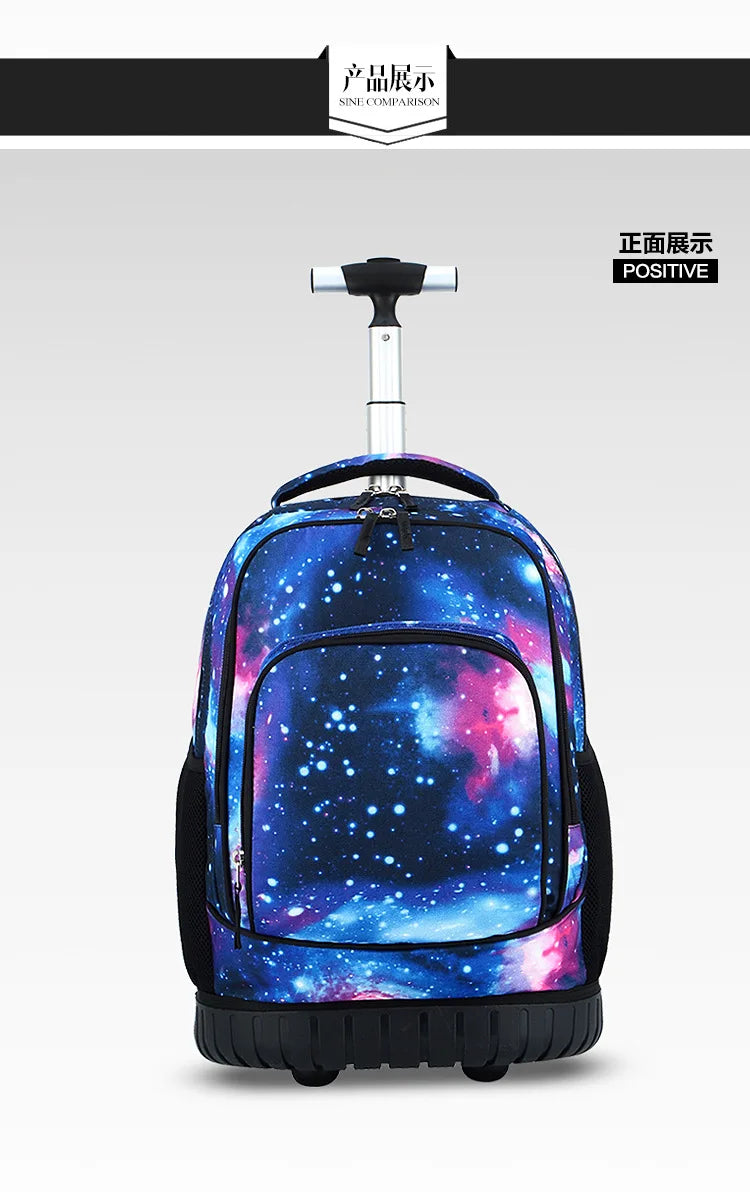 Men Trolley Backpack Rolling Luggage Suitcase Large Capacity Children Boys Backpacks with Wheels Girls Waterproof School Bag