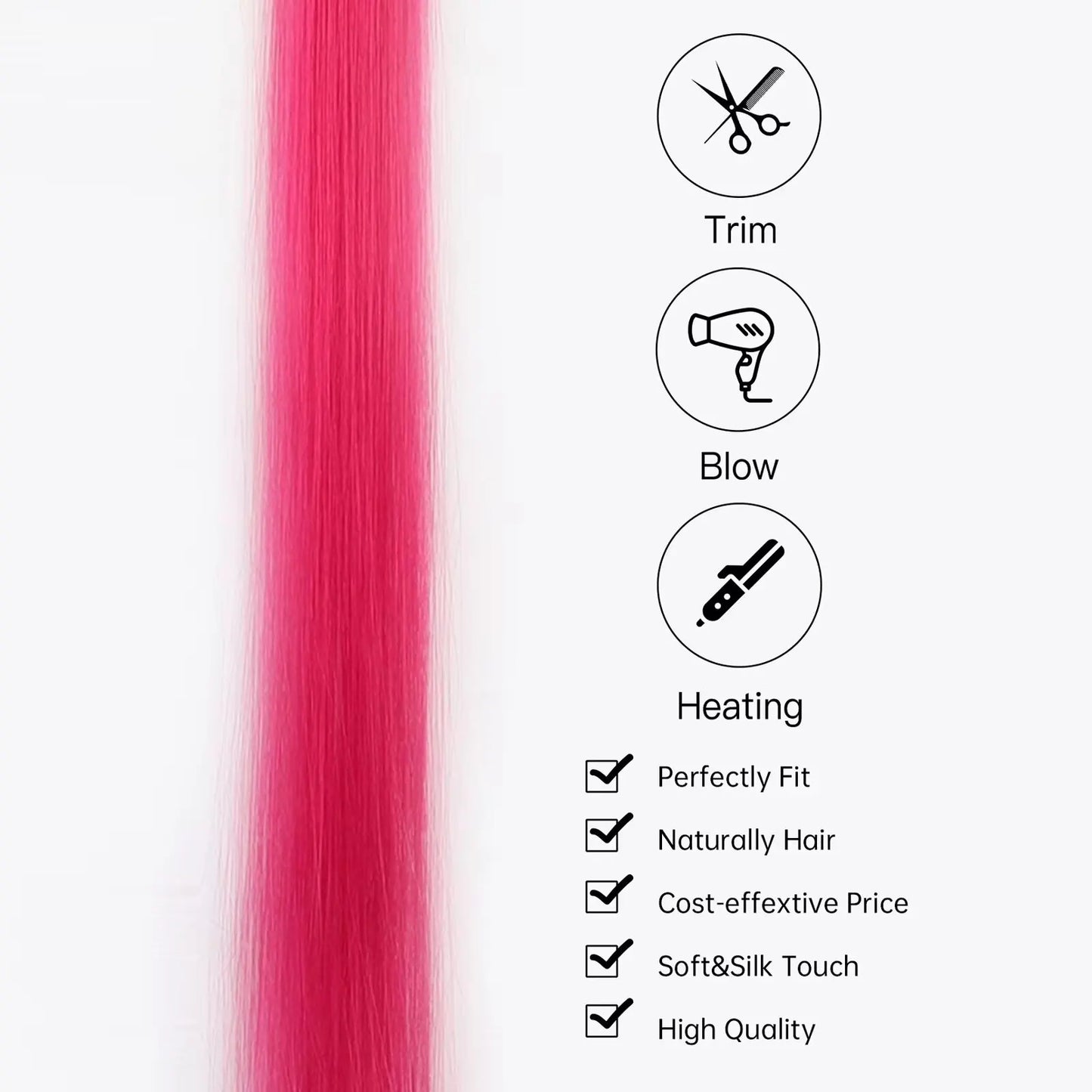 Synthetic 5Pcs Colored Hair Extensions Clip in Colorful Hair Extensions Rainbow Hair Extensions for Women Girls Hair Extensions