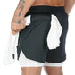 Herren 2 In 1 Schnell Trocknend Laufshorts,  Gym Fitness Jogging Kurze Hosen, Männer Sommershorts