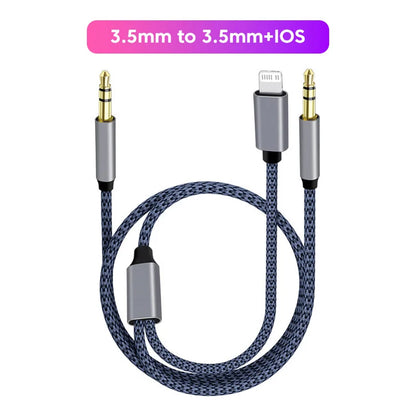 2 in 1 Aux Audio Cable Type C/Lightning To 3.5mm Male Cable For Car Headphone phone USB C IOS to 3.5mm Aux Converter Jack Cable