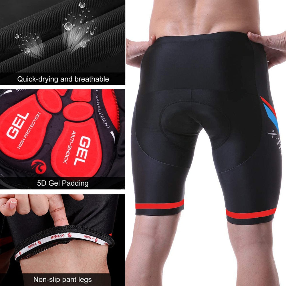 X-TIGER Herren-Radhose, Coolmax 5D gepolsterte Fahrrad-Reithose, stoßfeste MTB-Fahrrad-Shorts