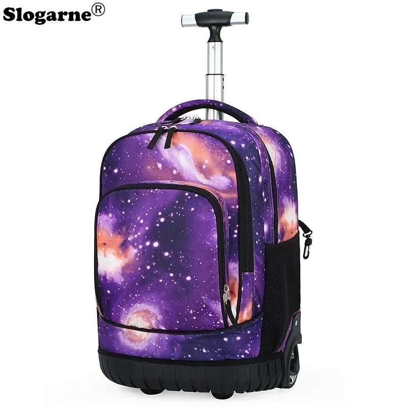 Men Trolley Backpack Rolling Luggage Suitcase Large Capacity Children Boys Backpacks with Wheels Girls Waterproof School Bag