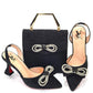 Damen-High-Heel-Spitzzehen-Sandalen, neuestes italienisches Design, Schuhe und Taschen-Set