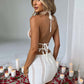 Aushöhlen Halter, Damen Sexy Mini Sommerkleid, Ärmellose Backless Dünne Club Party Stricken