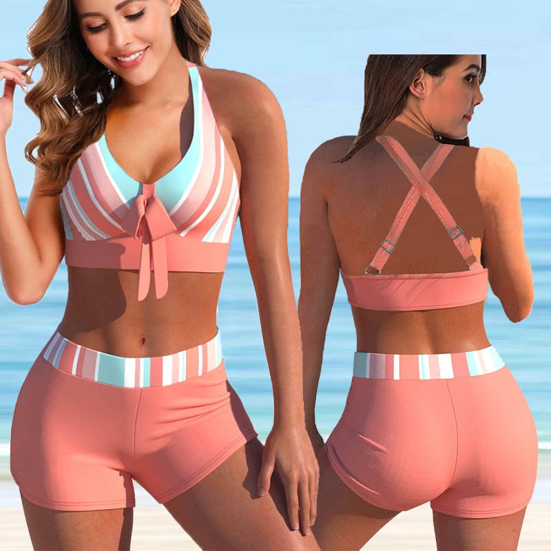 2023 neue Hohe Taille Sexy Badeanzug für Damen, zwei Stücke set Print Push Up Bademode