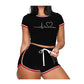 2-teilige Shorts-Sets für Damen-Outfits, kurzärmelige Trainingskleidung, Sportbekleidung für den Sommer