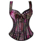 Große Größe Träger Vollbrustkorsett mit Cup-Reißverschluss, Sexy Jacquard Blumen-und Taillenkorsett