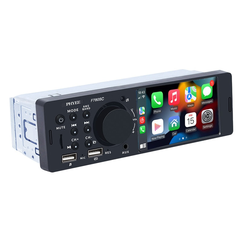 1 Din 4 "CarPlay Autoradio Bluetooth, Android-Auto MP5 Player, Handfree A2DP USB Stereo Audio System Multimedia kopf Einheit F7805C