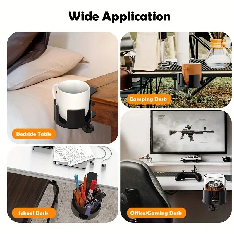 Getränkehalter für den Schreibtisch, universell verstellbarer, verbesserter Armklemmständer für Kaffeetassen & Wasserflaschen