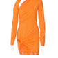 Aushöhlen Sexy Y2K langarm Kleidung, Rüschen Bodycon Seite Schlitz Minikleid Partystil