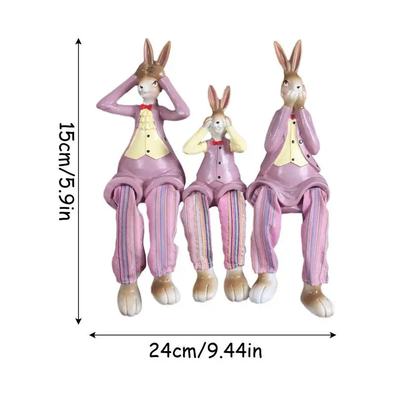 lustige Osterhasen-Puppen, Verzierung, Kunstharz, Sammlerpuppen, 3 Kaninchen-Figur