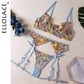 Ellolace Dessous, sinnliche Spitzenunterwäsche, transparente Stickerei, 3-teilige Strumpfbänder