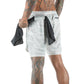 Herren 2 In 1 Schnell Trocknend Laufshorts,  Gym Fitness Jogging Kurze Hosen, Männer Sommershorts