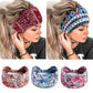 Baumvolle Blumendruck Breite Stirnbänder, Vintage Knoten elastischer Turban Headwrap für Frauen & Mädchen