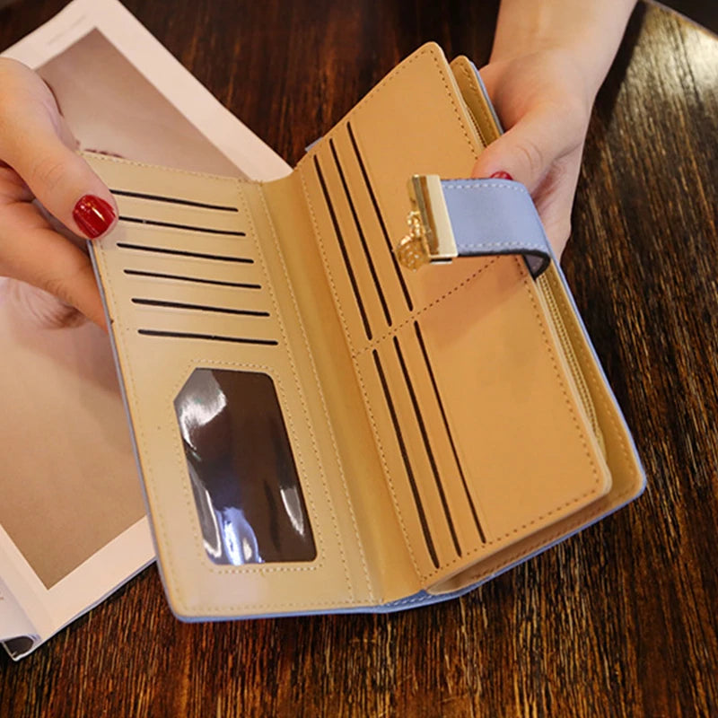 Ladies Fashion Wallet PU Leather Phone Purse Female Hollow Leaves Pouch Clutch Handbag For Women Coin Card Holders Long Wallets