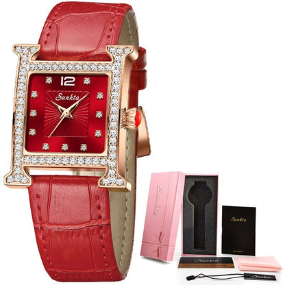 2023 neue Mode Damenuhren, Mode Leder Quarzuhr, TOP Marke Luxus Zifferblatt Einfache Rose Gold