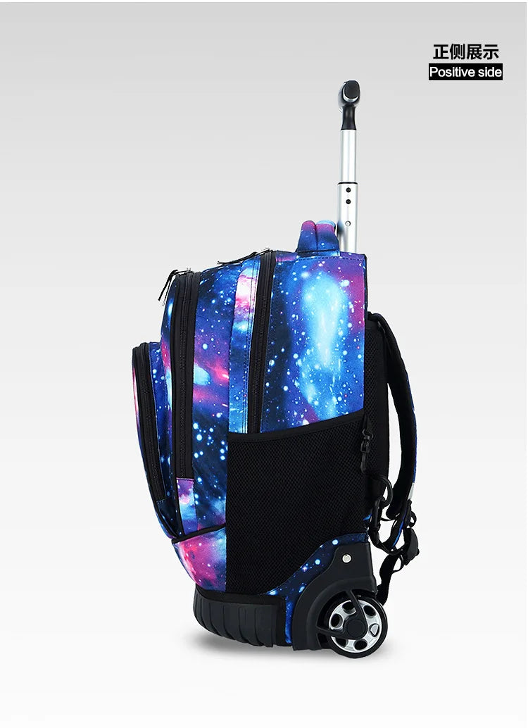 Men Trolley Backpack Rolling Luggage Suitcase Large Capacity Children Boys Backpacks with Wheels Girls Waterproof School Bag