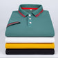 Business-Poloshirt für Herren, bequemes und atmungsaktives einfarbiges Revers-Poloshirt aus Eisseide, kurzärmeliges Golfshirt
