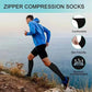 Zipper Compression Socks 15-20 mmHg Open Toe, Medical Zip Up Compression Stockings for Women Men Improves Blood Circulation, Rel