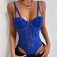 Damen Sexy Spitzenkorsett, Hot bestickter Body Dessous