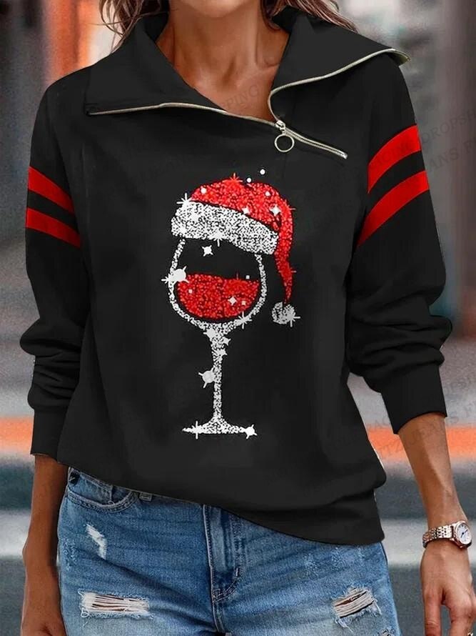 Goldener Weihnachtsbaum-Hoodie für Damen, modische Kapuzenpullover mit Reißverschluss, Mäntel mit Umdrehkragen