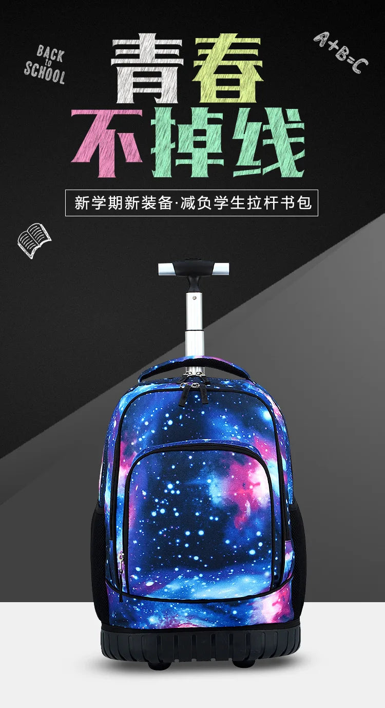 Men Trolley Backpack Rolling Luggage Suitcase Large Capacity Children Boys Backpacks with Wheels Girls Waterproof School Bag