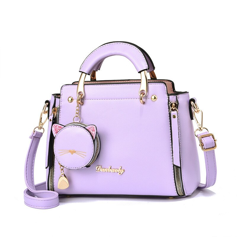 Damen Ledertasche, Damen Schulter Geldbörse & Handtasche mit Katzen Design