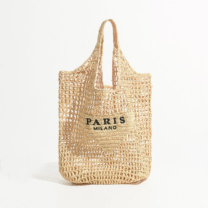 Luxus Design Frauen Geflochtene Bast Stroh Tasche Große Kapazität, Sommer Strandurlaub Schultertasche