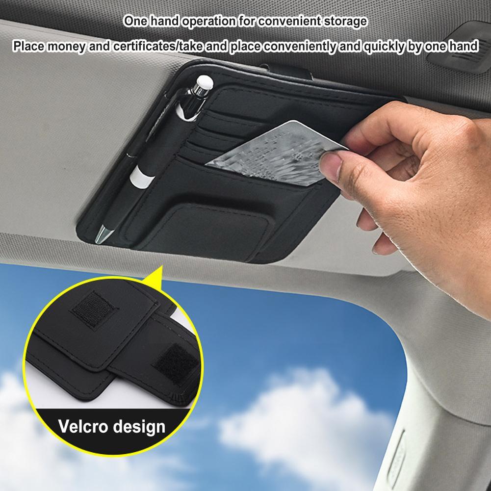 Auto-Sonnenblenden-Organizer aus Leder, Sonnenbrillenhalter, Aufbewahrung, Kartenhalter