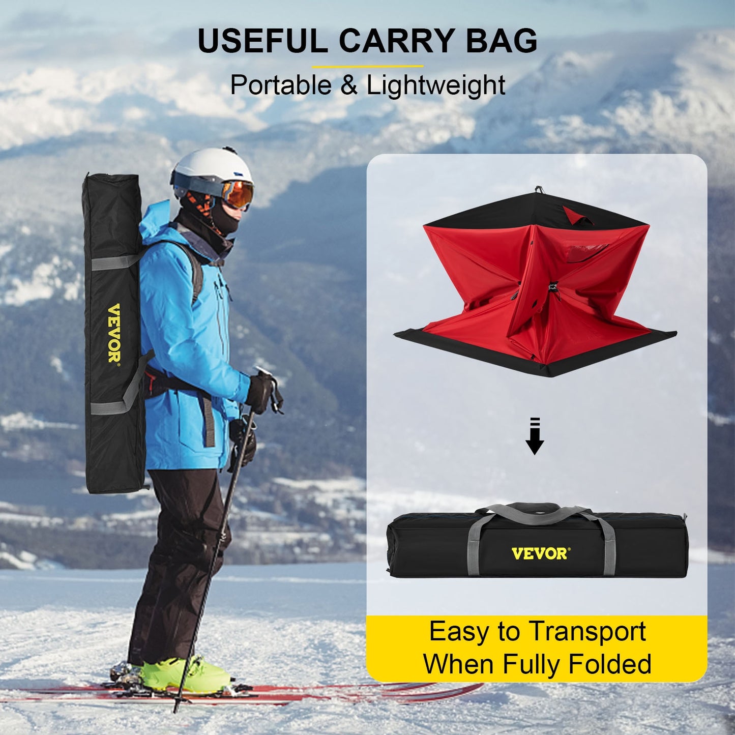 2-Personen-Oxford-Gewebe VEVOR Eisangelzelt, warme Markise, Pop-Up,  wasserdicht, winddicht, Vordach für Winterangeln, Camping, Wandern