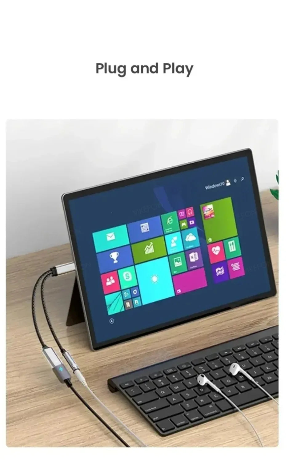 XIKCU 2 in 1 USB C to 3.5mm Headphone and Charger Adapter USB C PD 3.0 Port to Aux Audio Jack Fast Charging Dongle Cable Cord