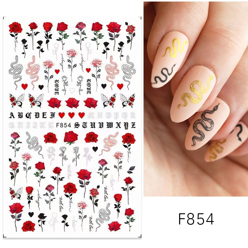 1PCS 3D Nagelzubehör, Maniküre-Nagelteile, Nageldekoration mit Liebes-Herz Aufkleber
