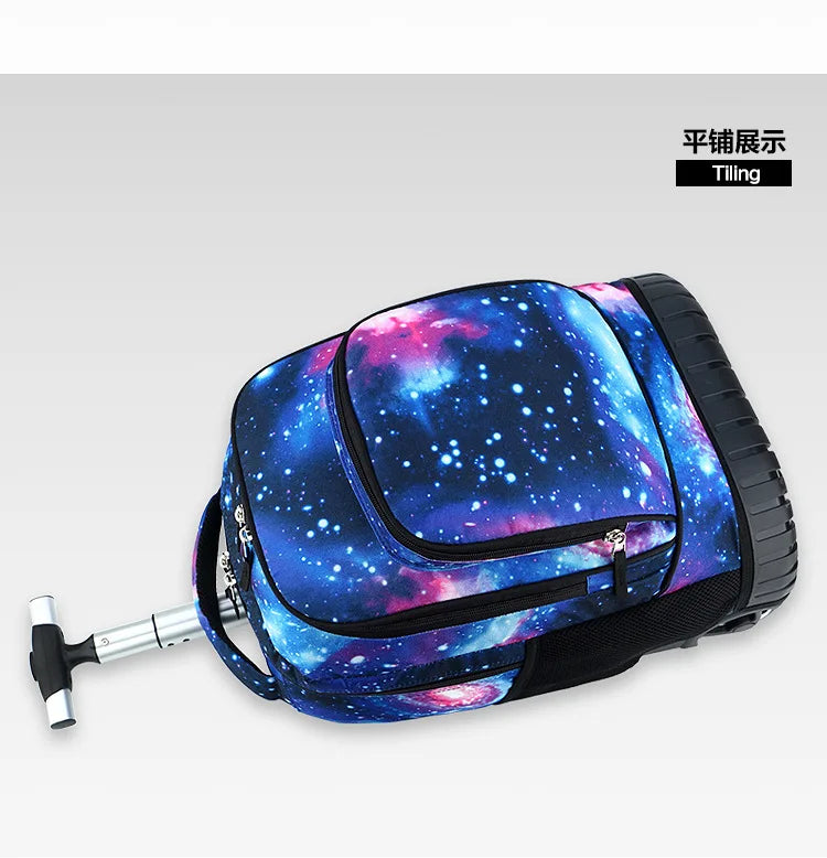Men Trolley Backpack Rolling Luggage Suitcase Large Capacity Children Boys Backpacks with Wheels Girls Waterproof School Bag