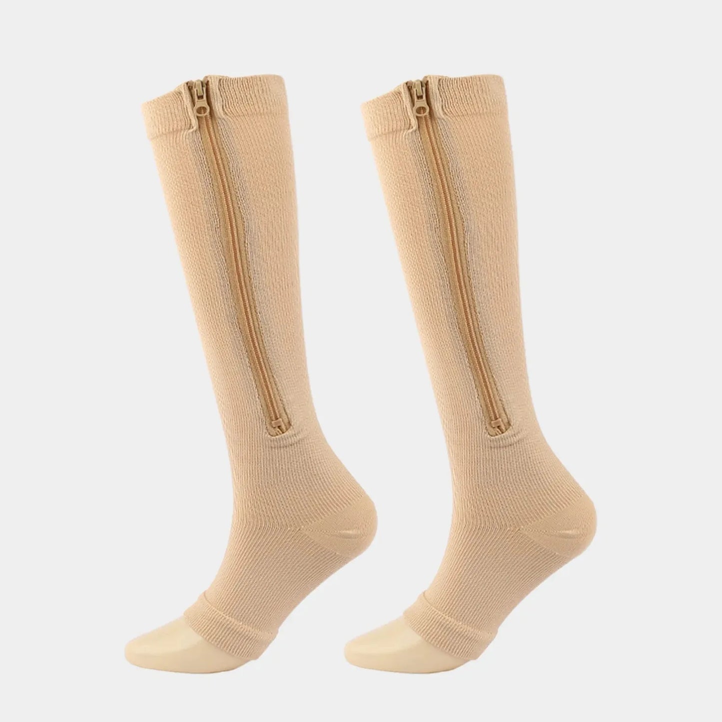 Zipper Compression Socks 15-20 mmHg Open Toe, Medical Zip Up Compression Stockings for Women Men Improves Blood Circulation, Rel