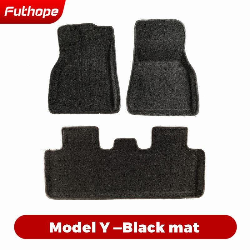 Rutschfeste Futhope Fußmatten, schwarzes Pad für Tesla Model 3Y 2020–2023, maßgeschneiderte wasserdichte Matte