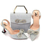 Damen-High-Heel-Spitzzehen-Sandalen, neuestes italienisches Design, Schuhe und Taschen-Set